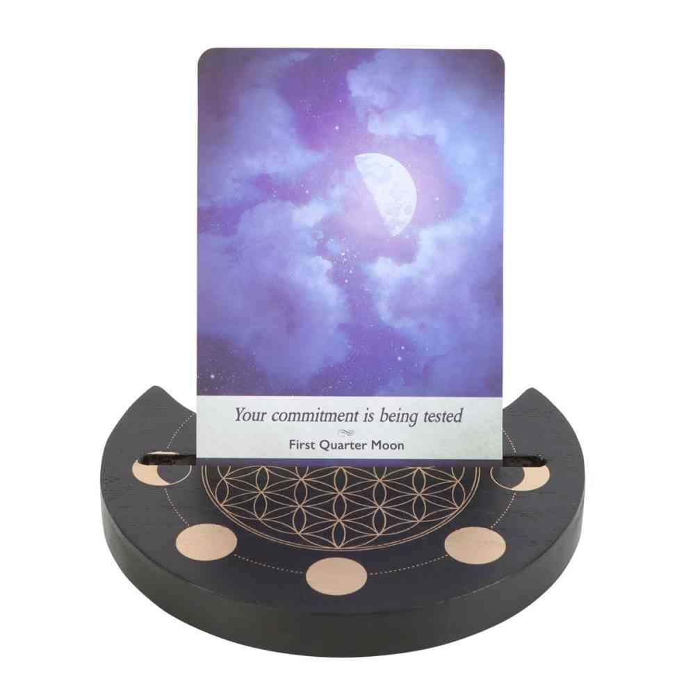 Something Different - Black Flower of Life Crescent Moon Tarot Card stand - Black